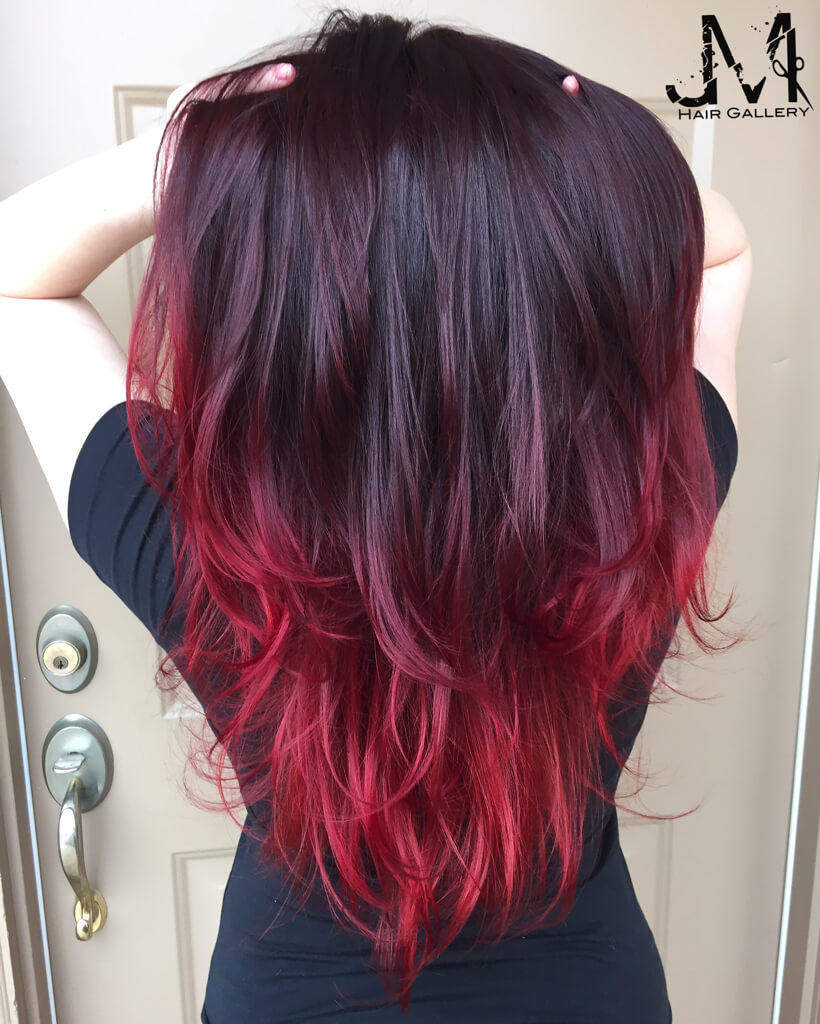 Tendências de cabelo vermelho quente Ombre para meninas