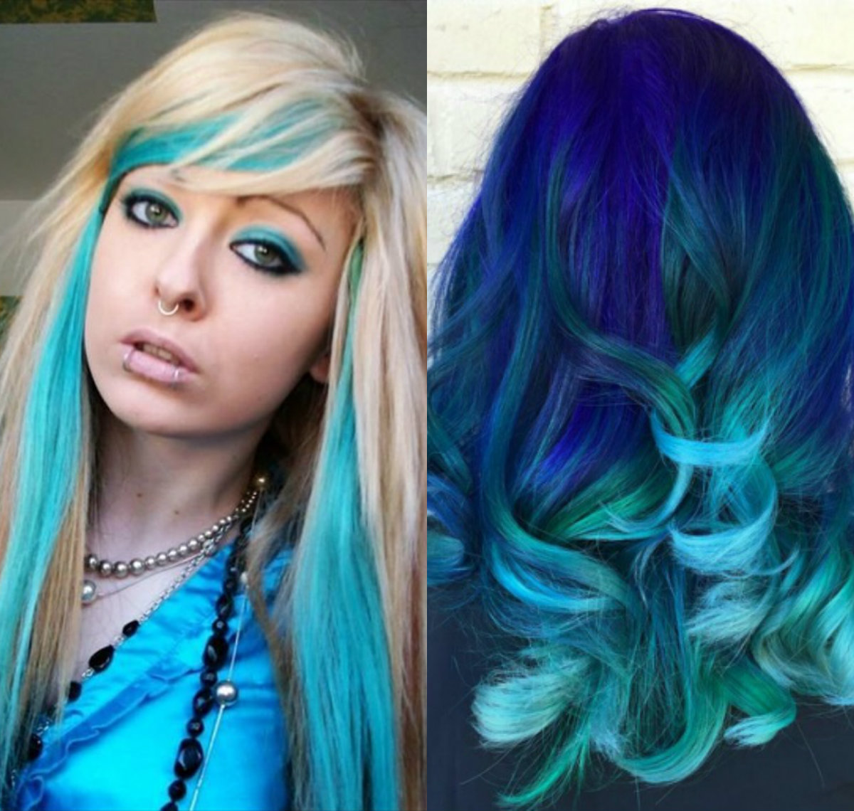 Idéias de penteado exclusivas diferentes de Emo Girl na elegante cor azul