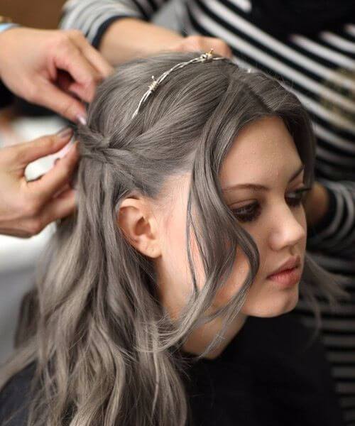 70 estilos de cabelo cinzento, idéias e cores