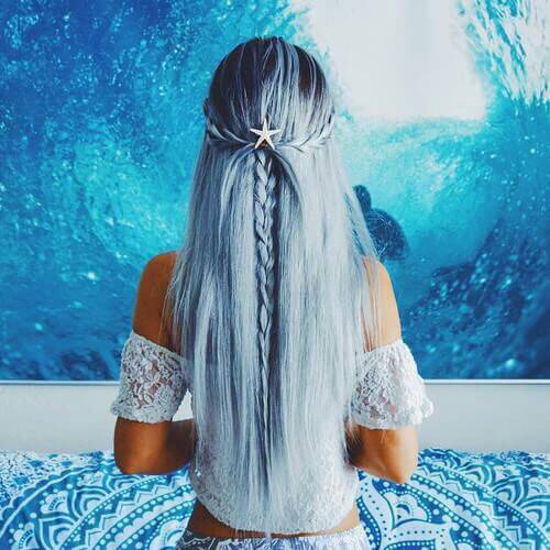 Idéias de penteado funky elegante sereia azul