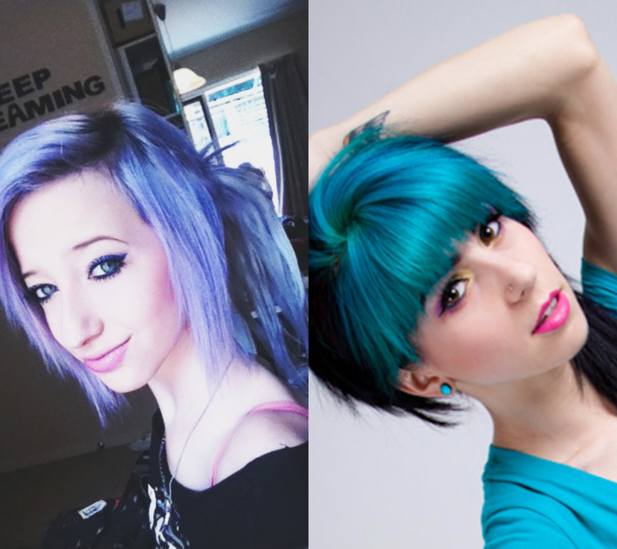 Idéias de penteado exclusivas diferentes de Emo Girl na elegante cor azul