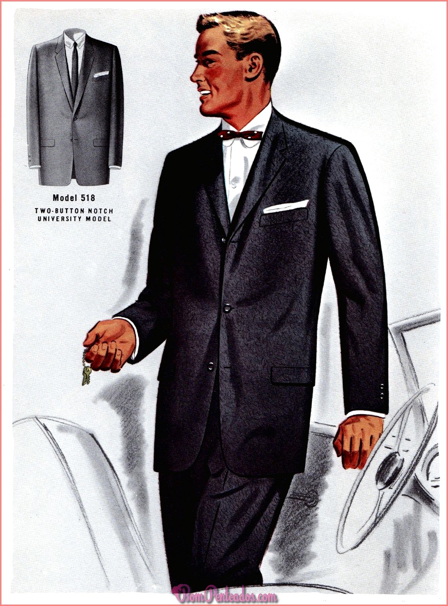 Vestuário e penteados de homens dos anos 40
