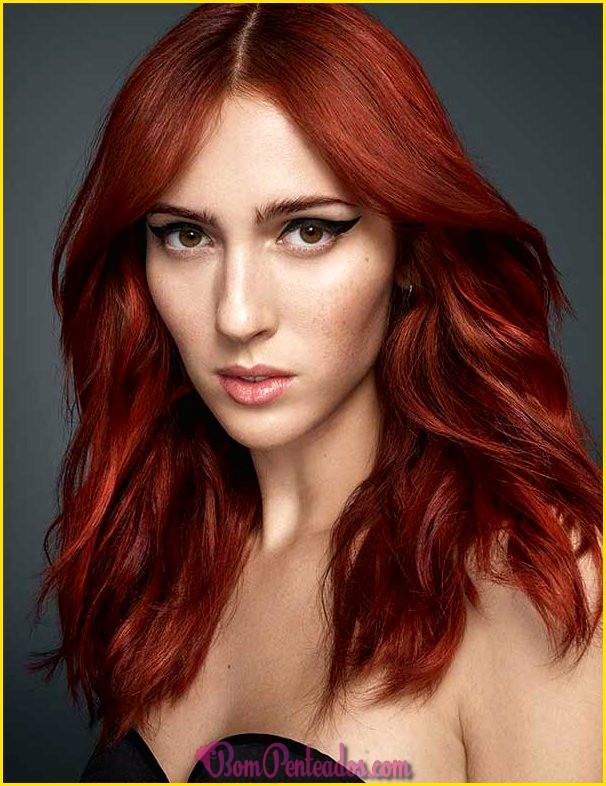 Tipos de cabelo vermelho e tons de cabelo vermelho escuro para cabelo