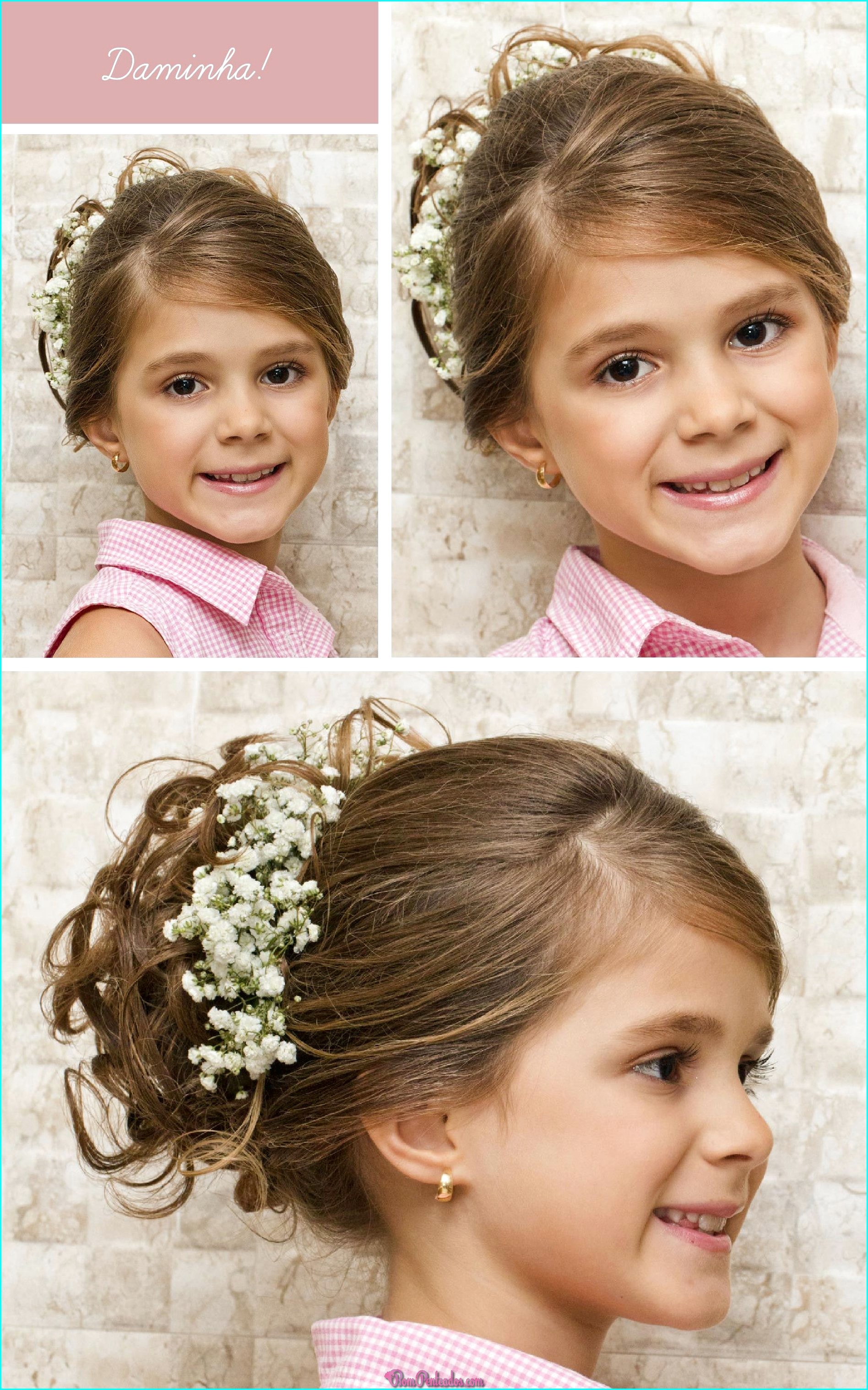 55 Modelos de Penteados para Floristas de Casamento  Penteado para  florista, Penteado infantil para festa, Penteados infantis