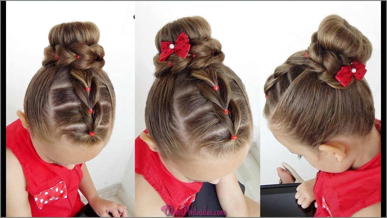 Penteado Infantil com coque, tranças e coroa de princesa